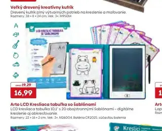 Arto LCD Kresliaca tabuľka so šablónami