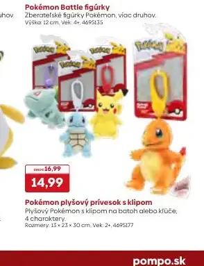Pokémon plyšový prívesok s klipom