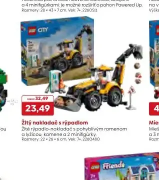 LEGO City Žltý nakladač s rýpadlom