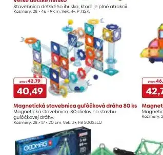 Magnetická stavebnica guľôčková dráha 80 ks