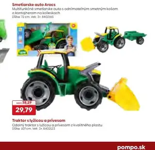 Traktor s lyžicou a prívesom