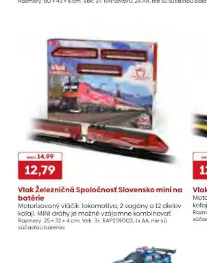 Vlak Železničná Spoločnosť Slovensko mini na batérie