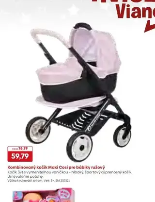 Kombinovaný kočík Maxi Cosi pre bábiky ružový