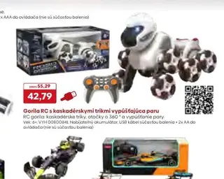 Gorila RC s kaskadérskymi trikmi vypúšťajúca paru