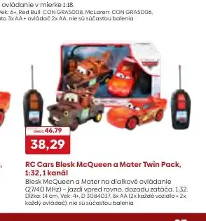 RC Cars Blesk McQueen a Mater Twin Pack, 1:32, 1 kanál