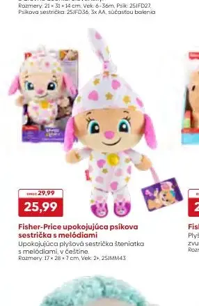 Fisher-Price upokojujúca plyšová sestrička s melódiami